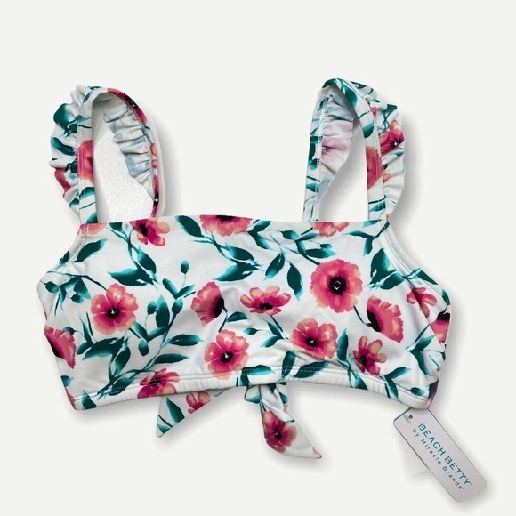 NWT Beach Betty Ruffle Strap Floral Bikini Top - Picture 1 of 7